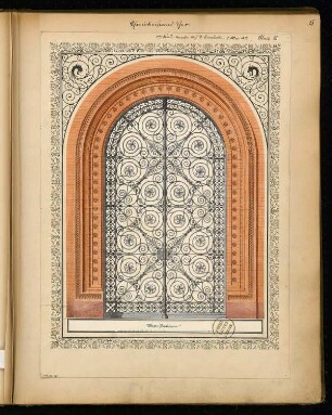 Schmiedeeisernes Tor Monatskonkurrenz Mai 1873: Ansicht; Maßstabsleiste
