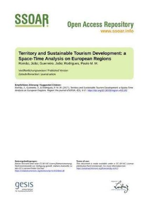 Territory and Sustainable Tourism Development: a Space-Time Analysis on European Regions