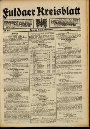 Ausgabe vom Dienstag, den 18. September 1917.