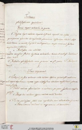 Thesensammlung: Tentamen philosophicum quintum. Theoria corporis naturalis in genere