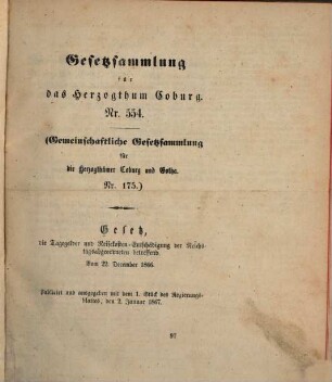 Regierungs-Blatt für das Herzogtum Coburg. 1867, 1867