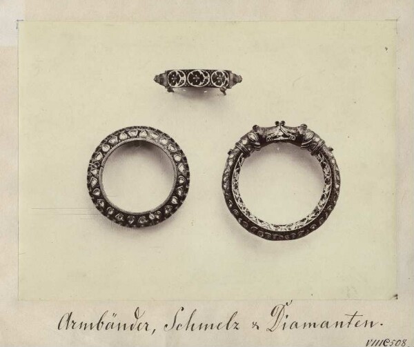 Bracelets, enamel and diamonds