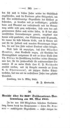 56. Bericht über die 363ste Deliberations-Versammlung am 22. Mai 1845.