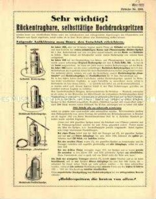 Selbsttätige Hochdruckspritzen