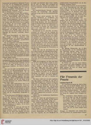 Für Freunde der Poesie : Lokalanzeigerlyrik