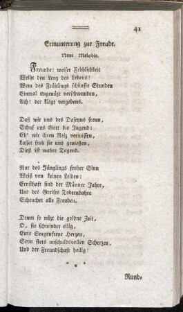 Ermunterung zur Freude. - Trinklied.
