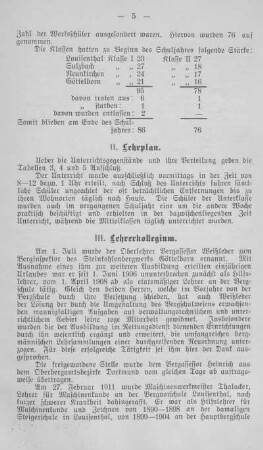 III. Lehrerkollegium
