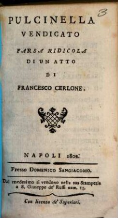 Pulcinella vendicato : farsa ridicola di un atto