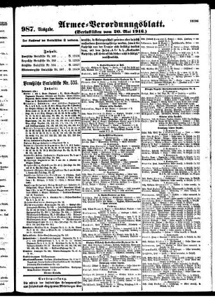 987. Ausgabe. Samstag, 20. Mai 1916