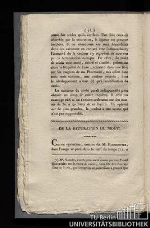 De la saturation du mout