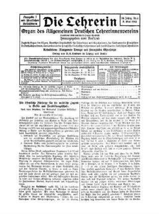 Die öffentliche Fürsorge für die weibliche Jugend in Volks- und Fortbildungsschule : nach einer Erhebung des Verbandes Deutscher Volksschullehrerinnen