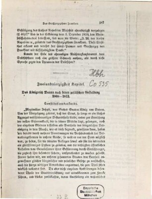 Das Königreich Baiern nach seiner politischen Gestaltung : 1808 - 1813