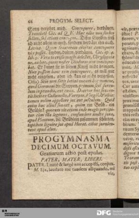 Progymnasma Decimum Octavum. Gratiarum actio post epulas.