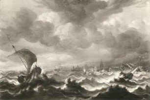 Everdingen, Allart van. Seestück mit Stadt (HG Reede von Vlissingen). Eichenholz; 72 x 105 cm. Dresden: Staatliche Kunstsammlungen, Gemäldegalerie Alte Meister Inv. Nr. S 543