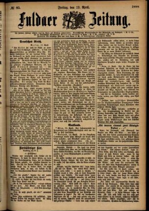 Ausgabe vom Freitag, den 13. April 1888.