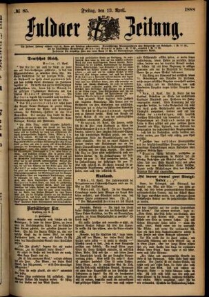 Ausgabe vom Freitag, den 13. April 1888.