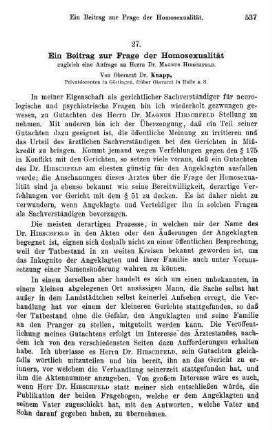 537-547, Ein Beitrag zur Frage der Homosexualität, zugleich eine Anfrage an Herrn Dr. Magnus Hirschfeld