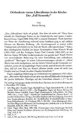 Orthodoxie versus Liberalismus in der Kirche : der "Fall Strasosky"
