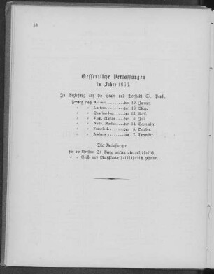 Oeffentliche Verlassungen im Jahre 1866.