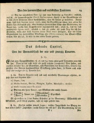 Das siebende Capitel. Von der Verwandschaft der vier und zwanzig Tonarten