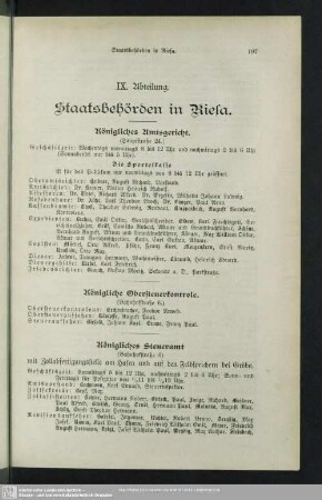 IX. Abteilung. Behördenverzeichnis : IX. Abteilung. Staatsbehörden in Riesa