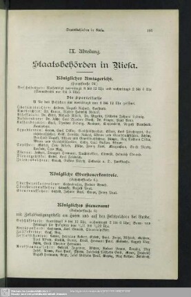 IX. Abteilung. Behördenverzeichnis : IX. Abteilung. Staatsbehörden in Riesa