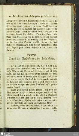XXXVII. Etwas zur Verbesserung der Zuchthäuser