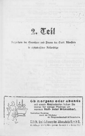 2.Teil: Einwohner-Verzeichnis