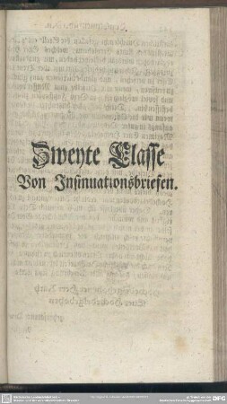 Zweyte Classe. Von Insinuationsbriefen