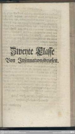 Zweyte Classe. Von Insinuationsbriefen