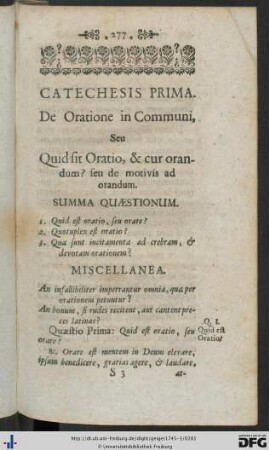 Catechesis Prima. De Oratione in Communi.
