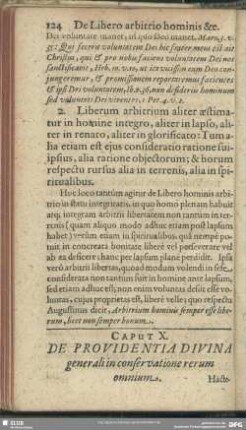 Caput X. De Providentia Divina generali conservatione rerum omnium