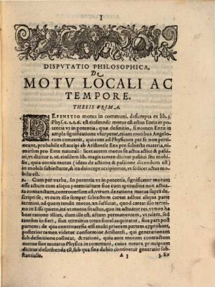 De motu locali ac tempore