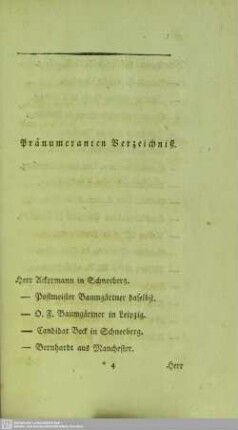Pränumeranten Verzeichniß