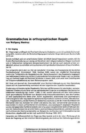 Grammatisches in orthographischen Regeln