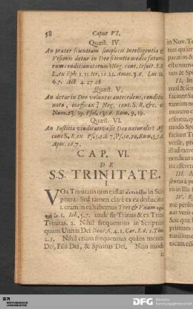 Cap. VI. De S.S. Trinitate.