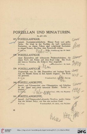 Porzellan und Miniaturen (Nr. 237-276)