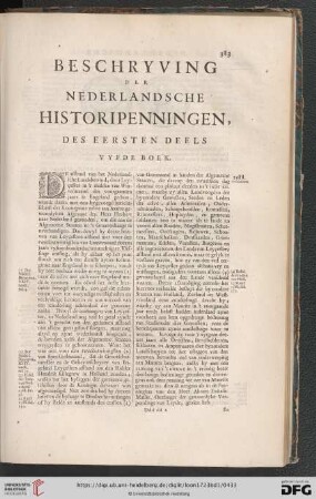 Beschryving der Nederlandsche Historipenningen, des eersten Deels vyfde Boek