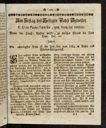 289-296, Am Festtag des Heiligen Pabst Sylvester