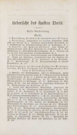 Uebersicht des fünften Theils