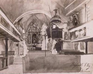 Dresden-Briesnitz: Kirche, Blick nach dem Altar