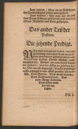 Die zehende Predigt.