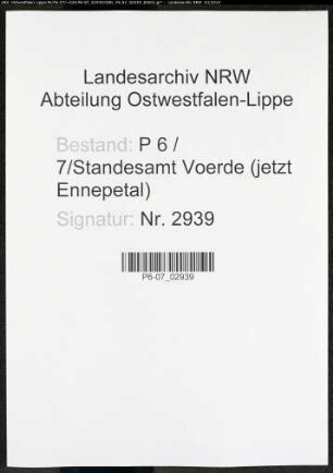 Sterberegister Standesamt Voerde