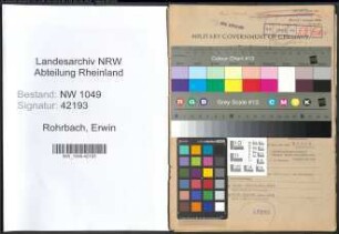 Entnazifizierung Erwin Rohrbach , geb. 13.11.1905 (Lehrer)