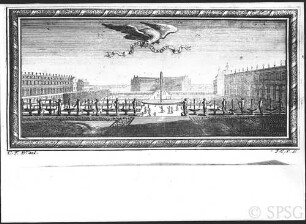 Berlin, Schloss Berlin, Aussicht des Lustgartens, Stich aus Begers "Thesaurias", Schlossbibliothek.