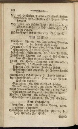 Amt Schafheim. - Konsistorium für vorgedachte Aemter zu Pirmasens.