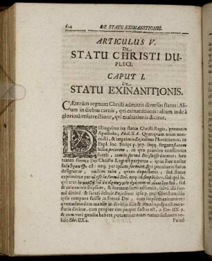 Caput I. De Statu Exinanitionis.