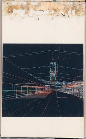 Wohnen im Grünen auf dem ehem. Potsdamer Güterbahnhof, Berlin Schinkelwettbewerb 1990: Perspektivische Ansicht