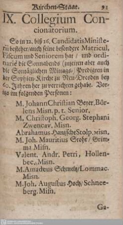IX. Collegium Concionatorium