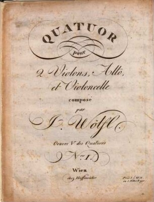Quatuor pour 2 violons, alto, et violoncelle : oeuvre V des quatuors ; nro. I